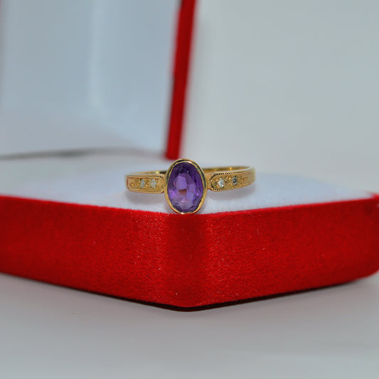 9ct Gold Amethyst Ring front on