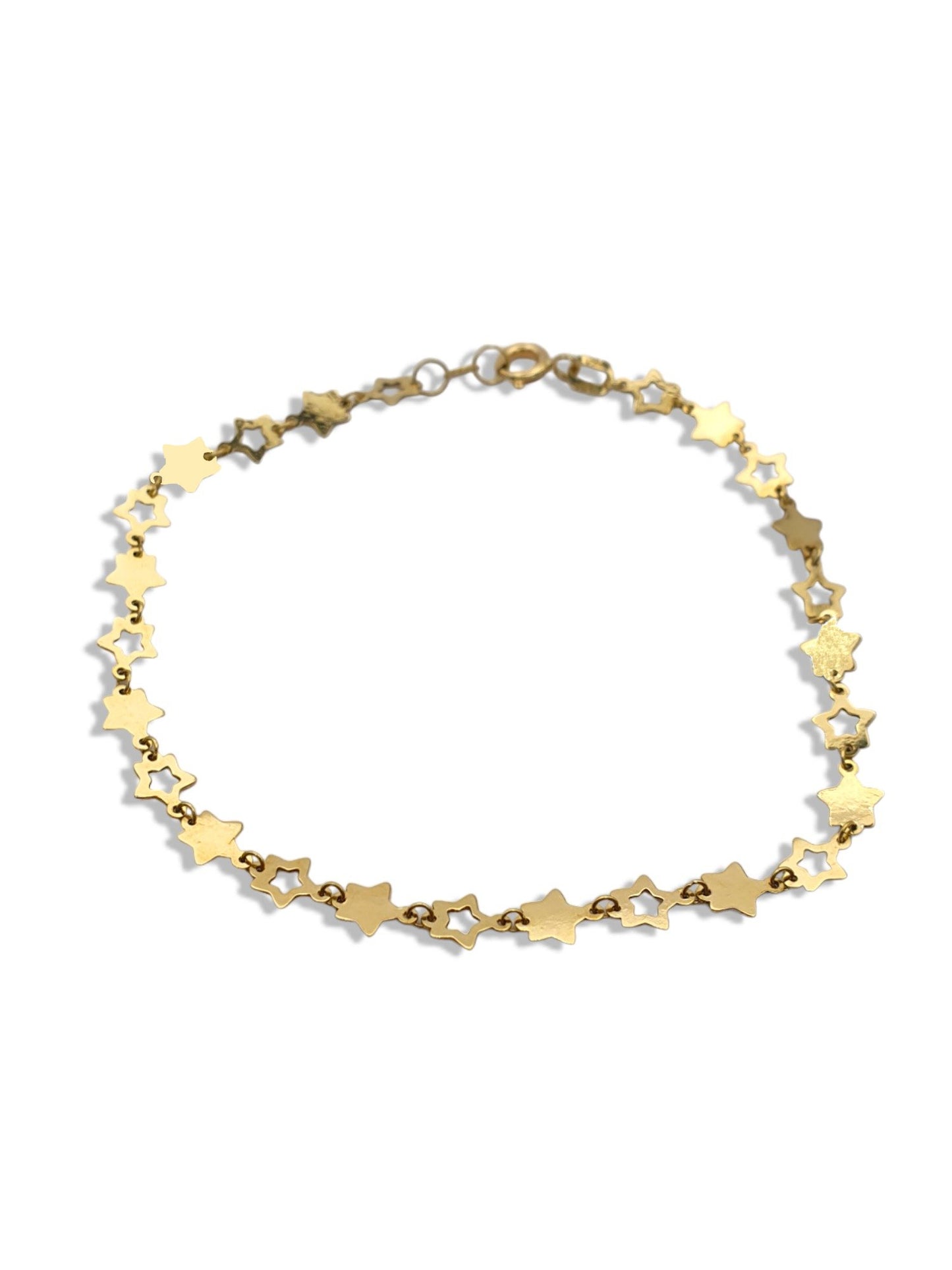 Solid 18ct Gold Women's You're a Star Bracelet, top down photo full