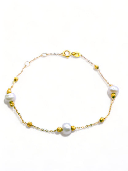 Gold Bead & Pearl Bracelet