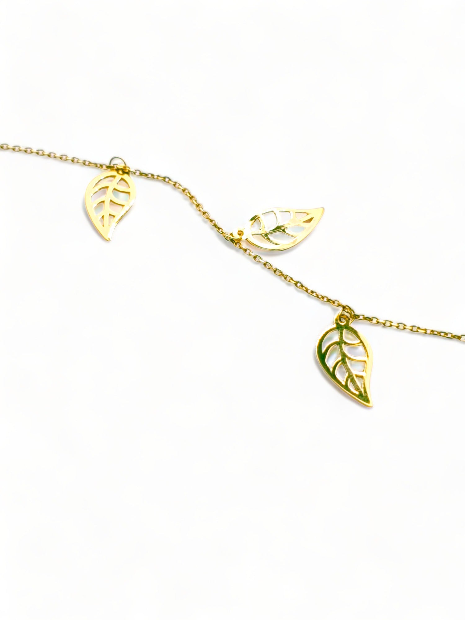 Solid 18ct Gold Women's Leaf Of Life Bracelet, top down photo