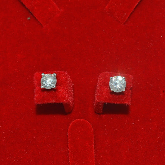 14ct White Gold - Diamond Solitaire Earrings - 1.01ct E Vs2