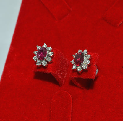 18ct White Gold - Ruby & Diamond Earrings left