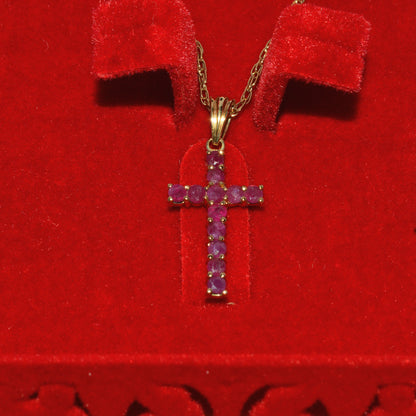 9ct Gold - Ruby Cross Necklace front