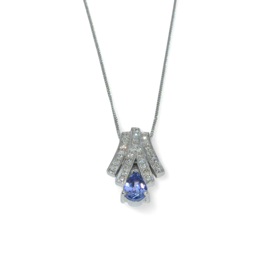 9ct White Gold - Tanzanite & Diamond Fancy Necklace front