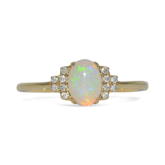 9ct Gold - Australian Opal & Diamond Ring front