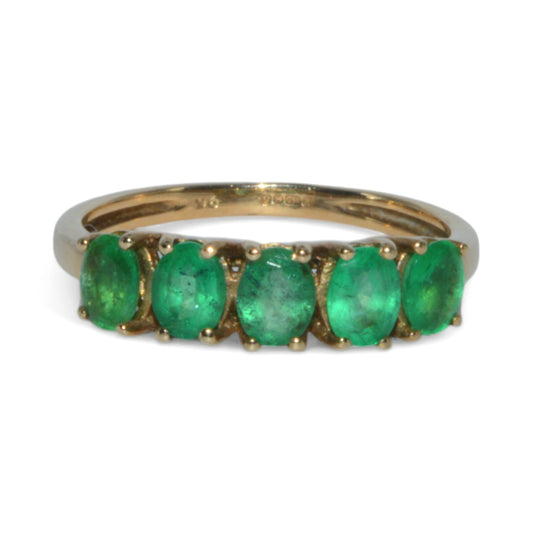 9ct Gold - Emerald 5 Stone Ring front