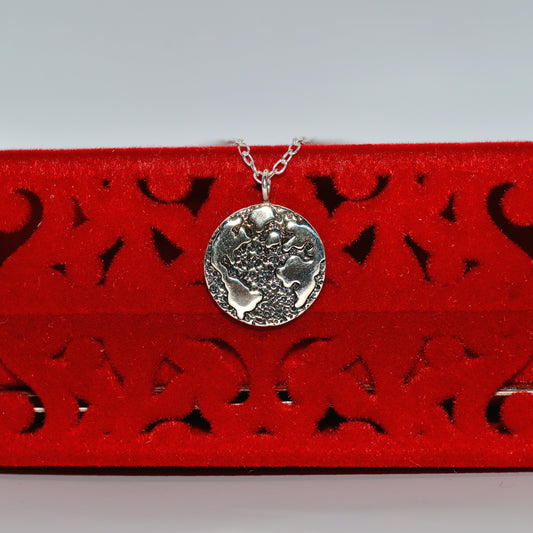 Sterling Silver - World Necklace Front on outside box