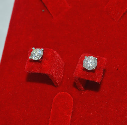 14ct White Gold - Diamond Solitaire Earrings - 1.01ct E Vs2