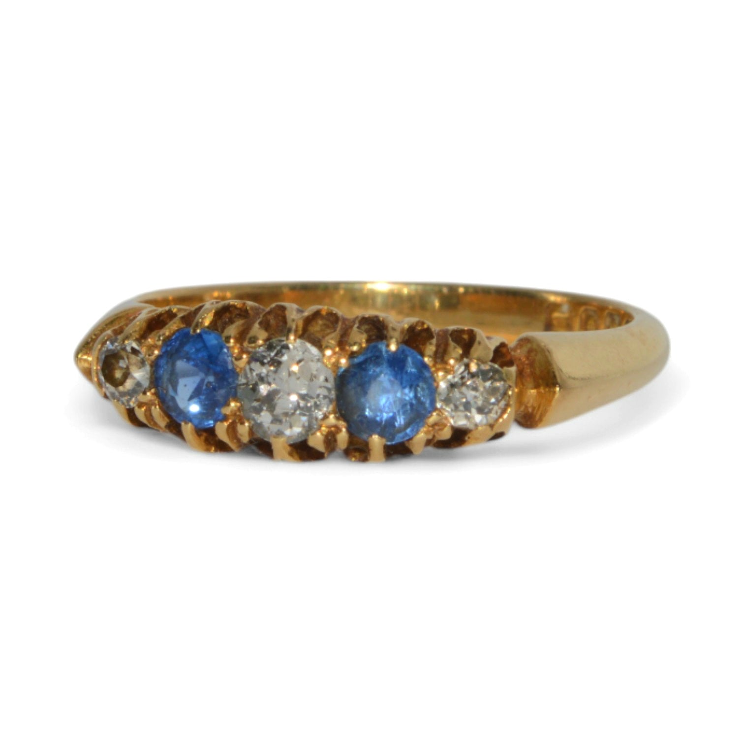 Edwardian Era 1908 - Antique 18ct Gold - Sapphire & Diamond Ring left