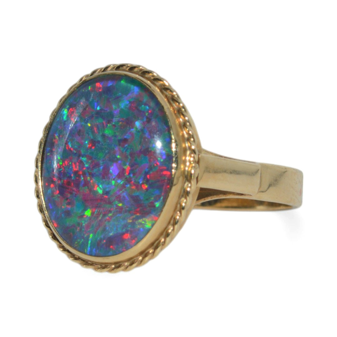 9ct Gold - Black Opal Triplet Ring left