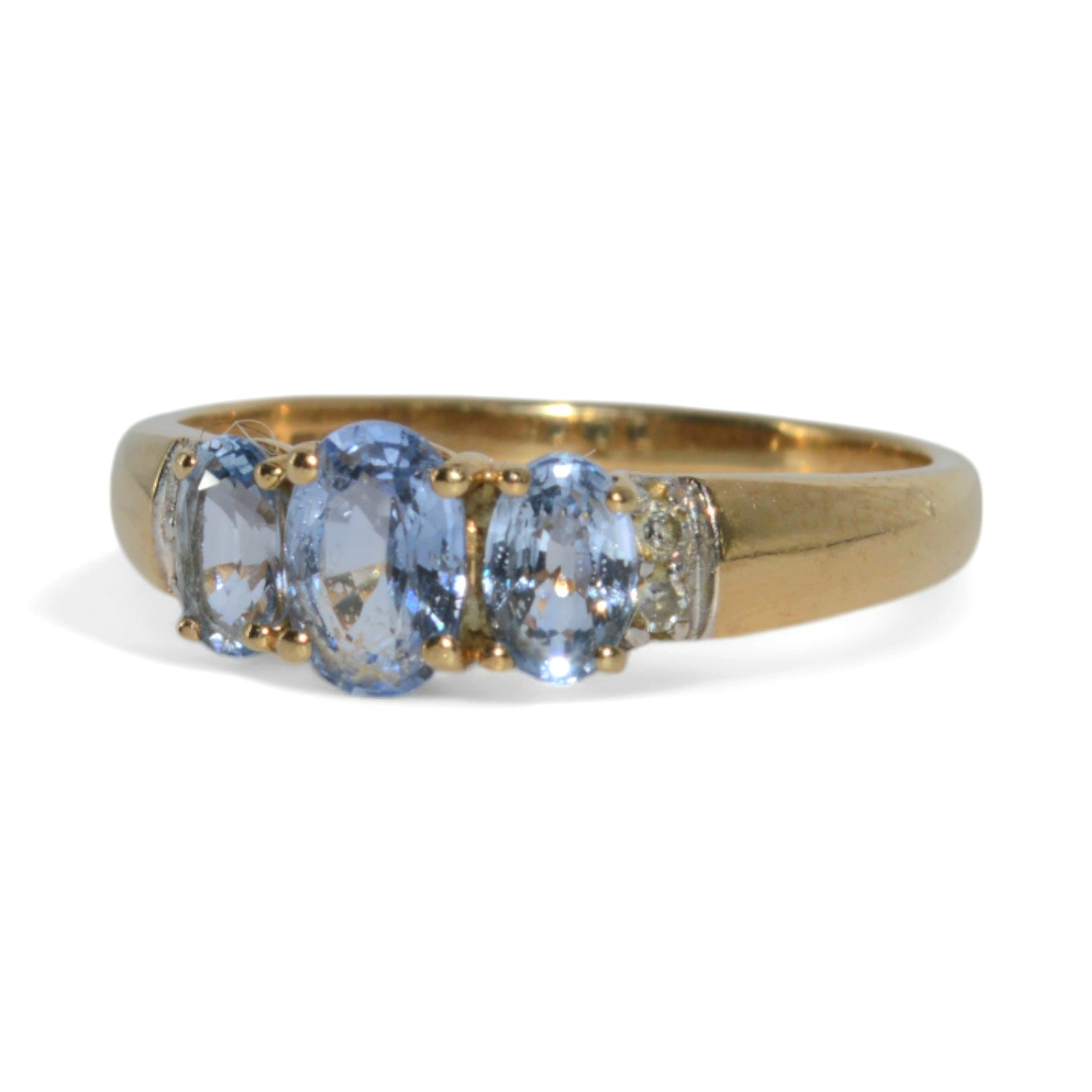 9ct Gold - Sapphire & Diamond Trilogy Ring left