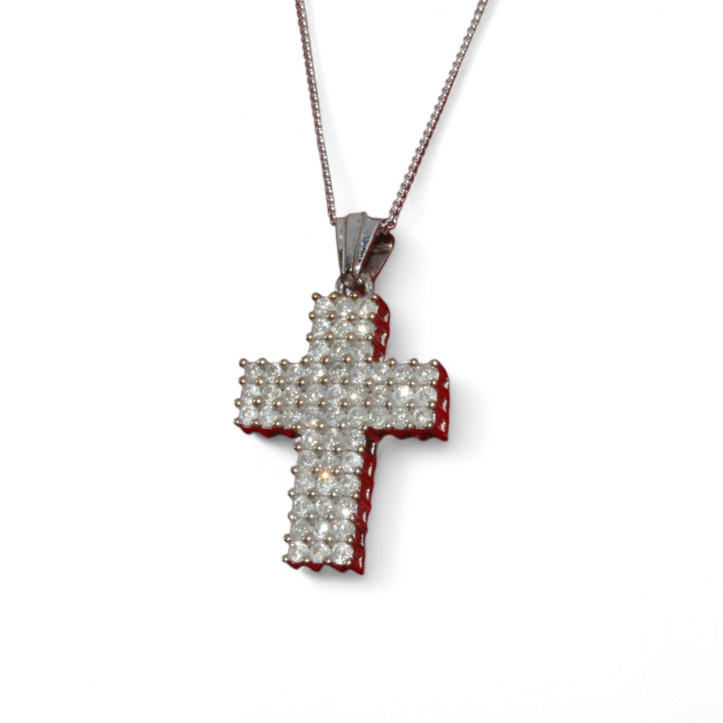 9ct White Gold - Diamond Cross Necklace left