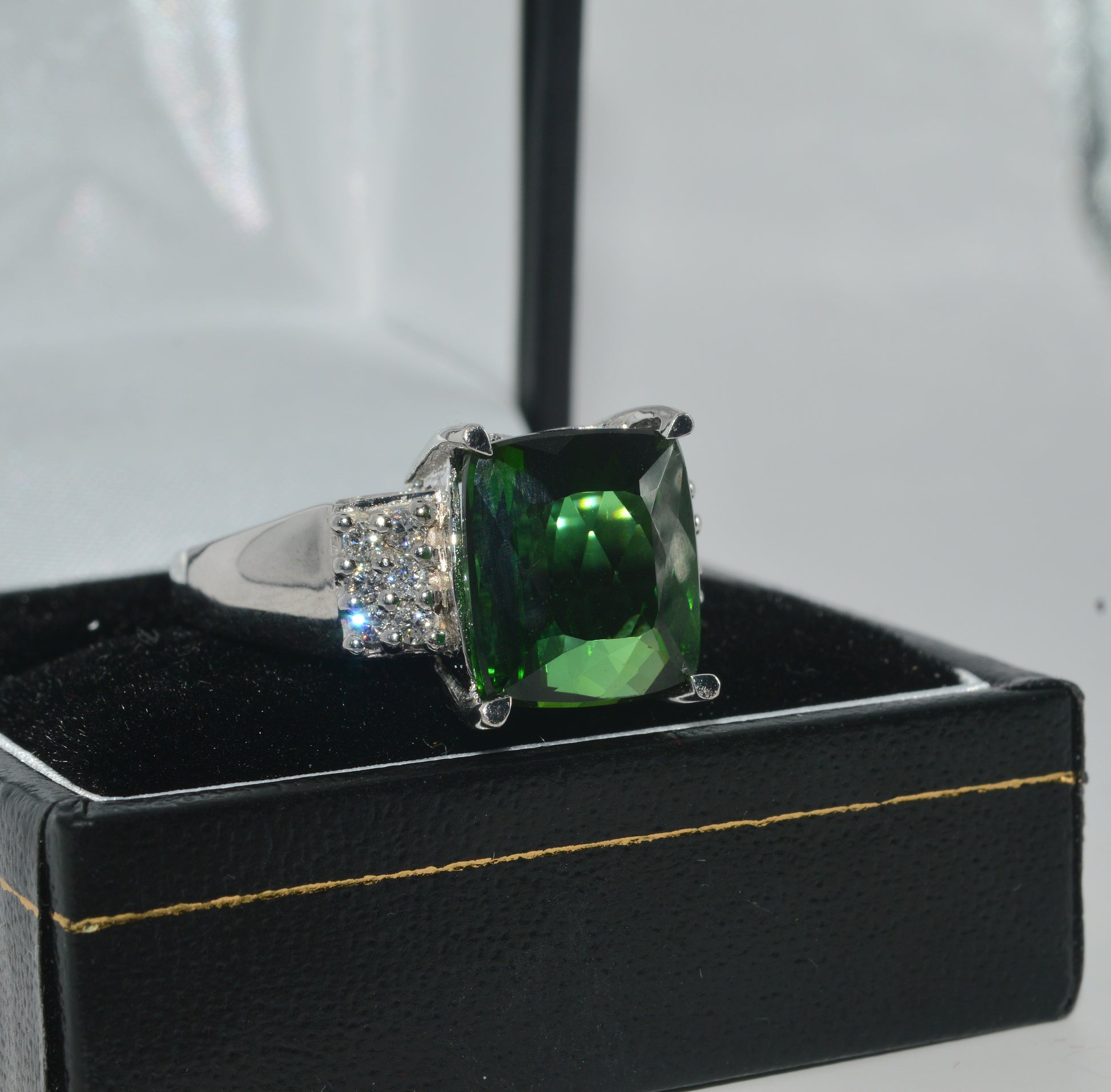 18ct White Gold - Large Tourmaline & Diamond Cocktail Ring right