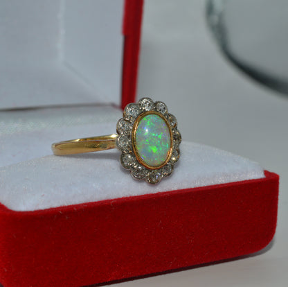 19th Century - 18ct Gold Opal & Diamond Cluster Ring right
