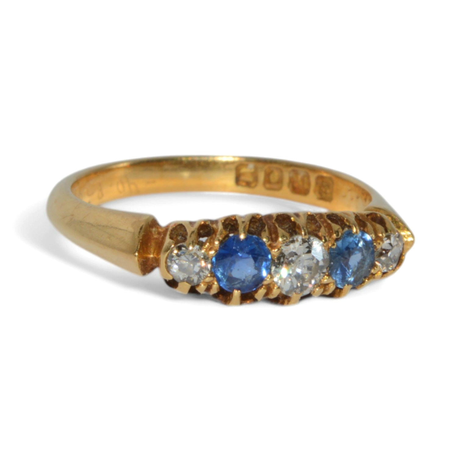 Edwardian Era 1908 - Antique 18ct Gold - Sapphire & Diamond Ring right