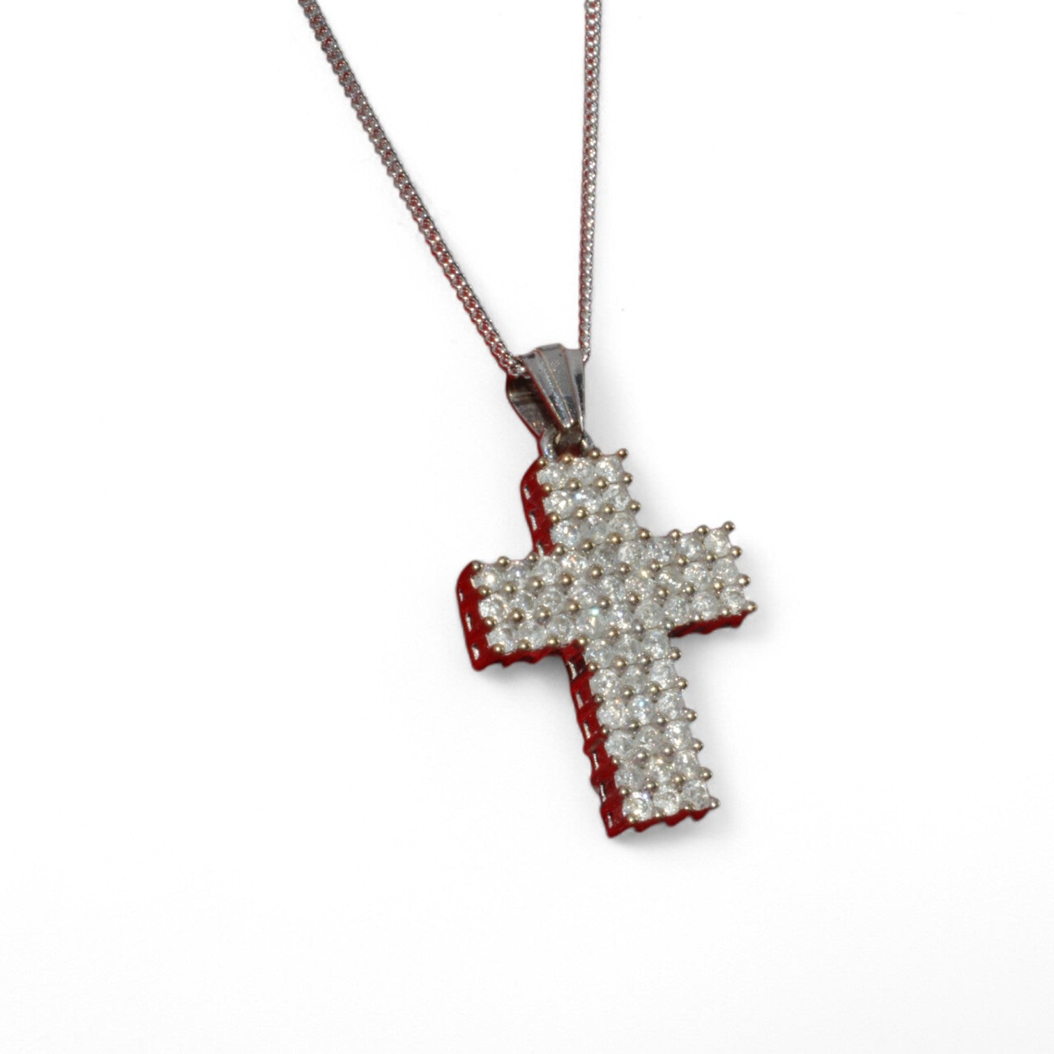 9ct White Gold - Diamond Cross Necklace right