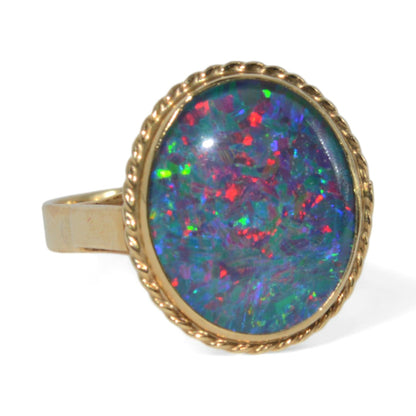 9ct Gold - Black Opal Triplet Ring right