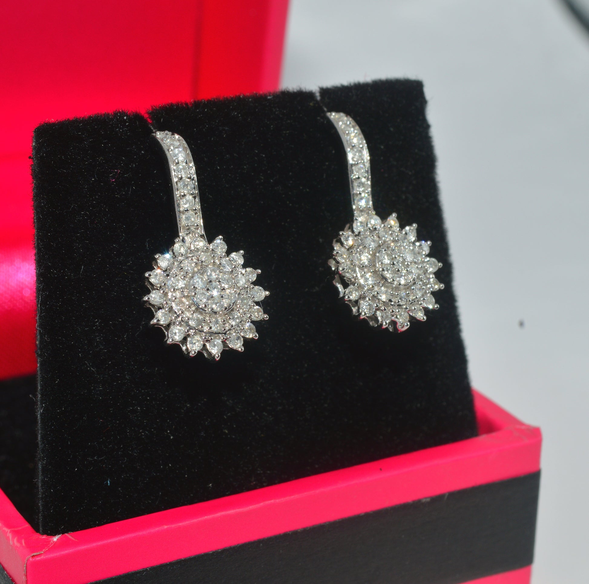 9ct White Gold - Diamond Cluster Earrings right