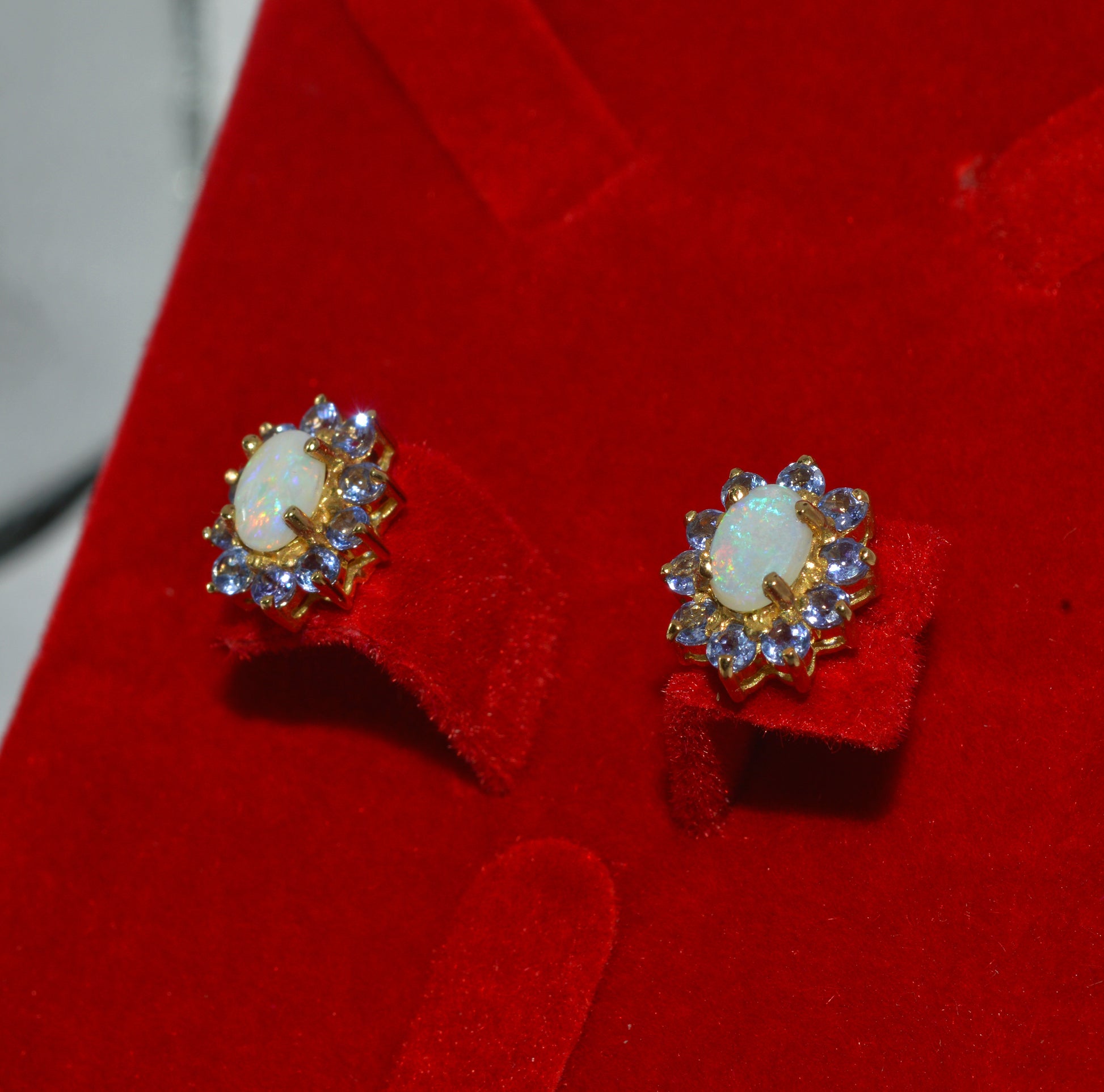 10ct Gold - Opal & Tanzanite Stud Earrings left