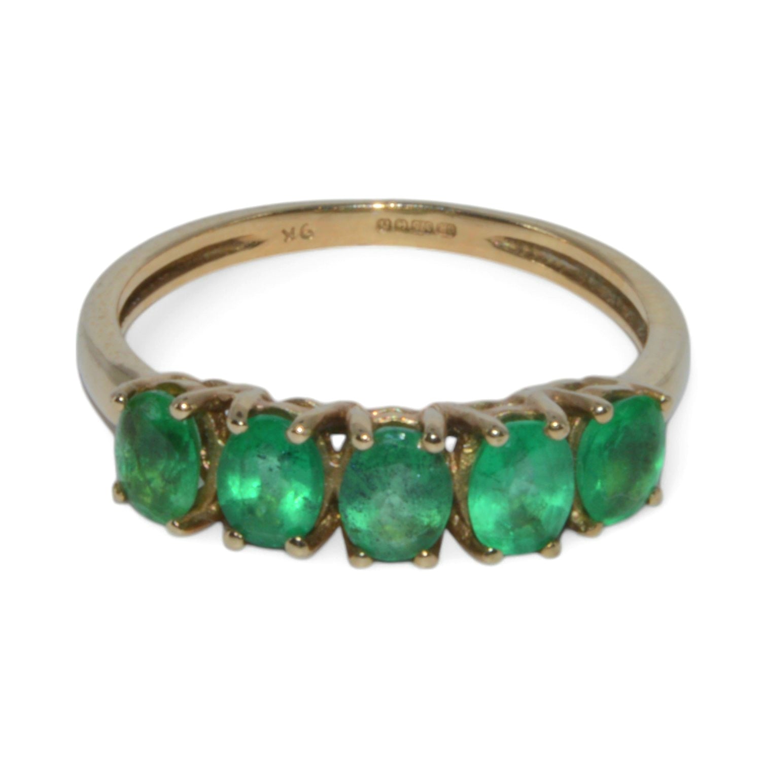 9ct Gold - Emerald 5 Stone Ring top down