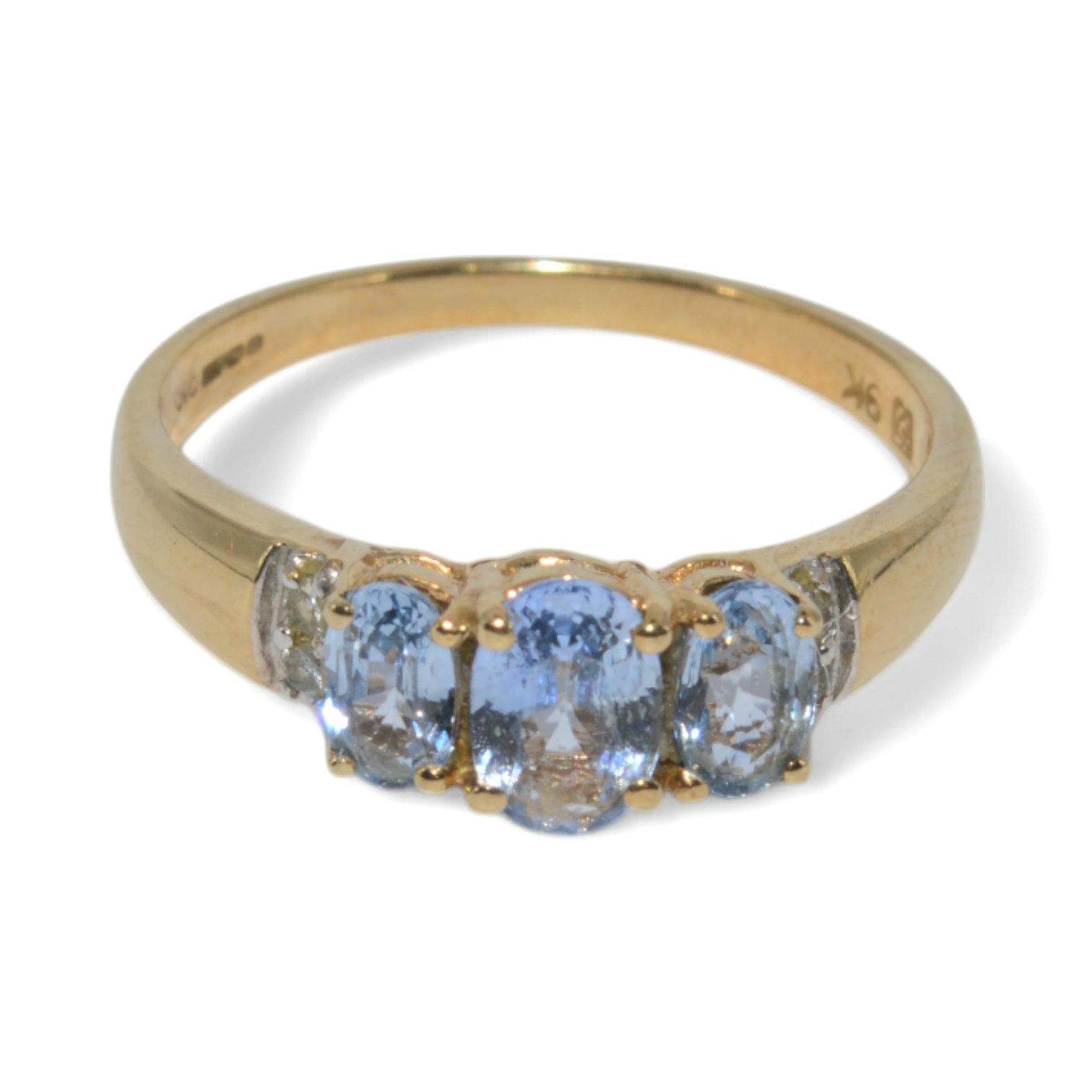 9ct Gold - Sapphire & Diamond Trilogy Ring top down