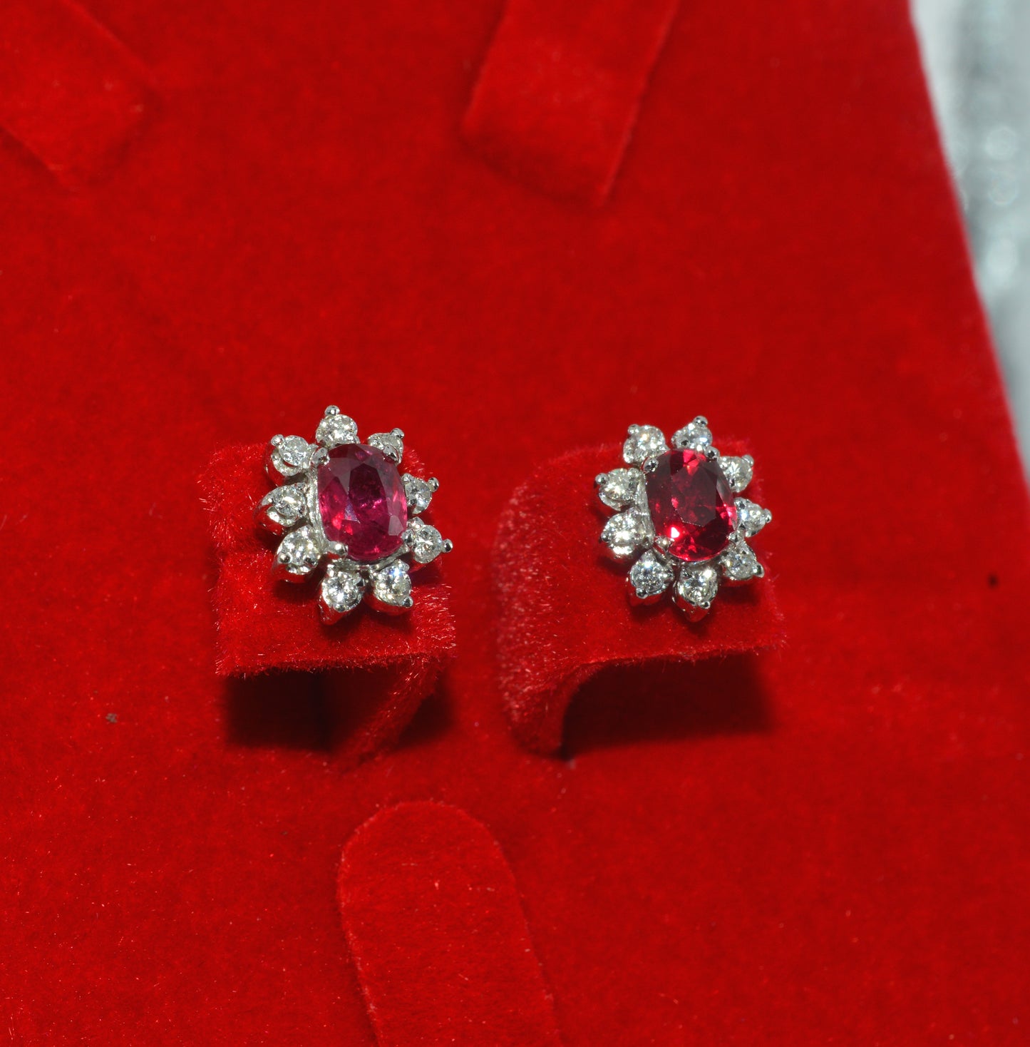 18ct White Gold - Ruby & Diamond Earrings right