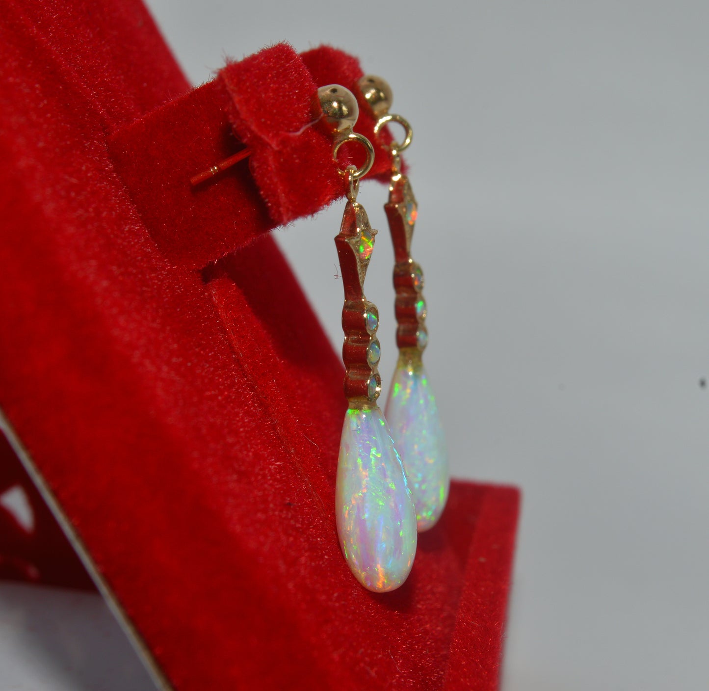 9ct Gold - Opal Drop Earrings side on