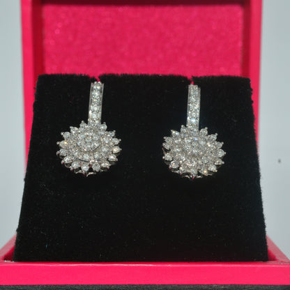 9ct White Gold - Diamond Cluster Earrings up