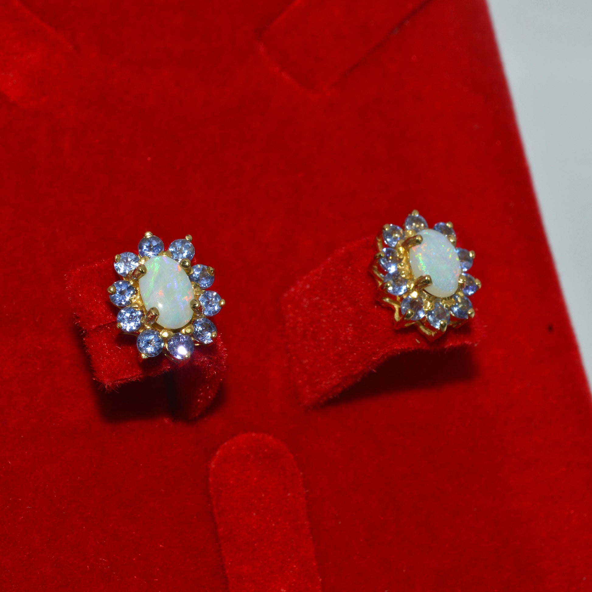 10ct Gold - Opal & Tanzanite Stud Earrings right