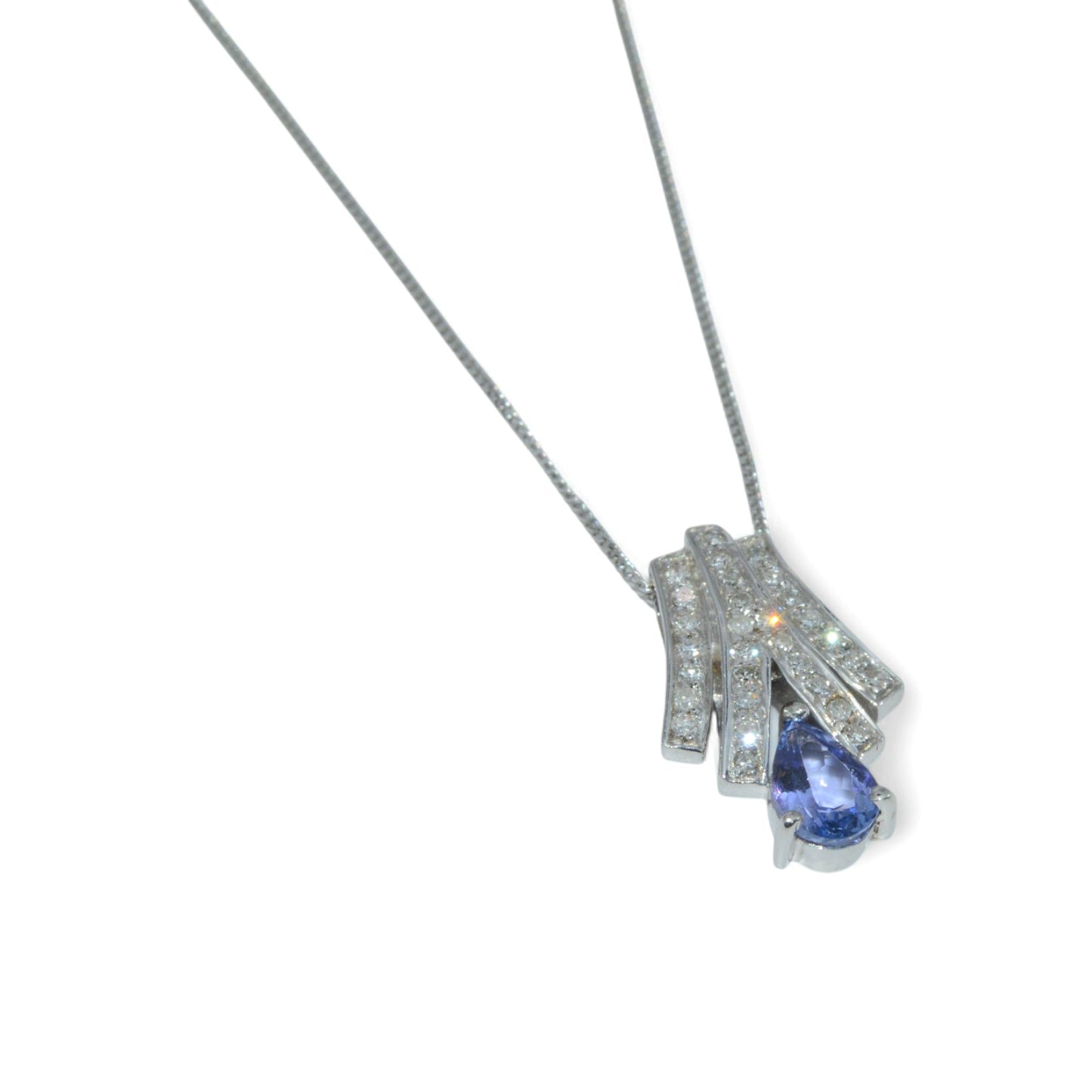 9ct White Gold - Tanzanite & Diamond Fancy Necklace right