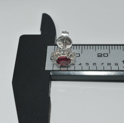 18ct White Gold - Ruby & Diamond Earrings ruler 2