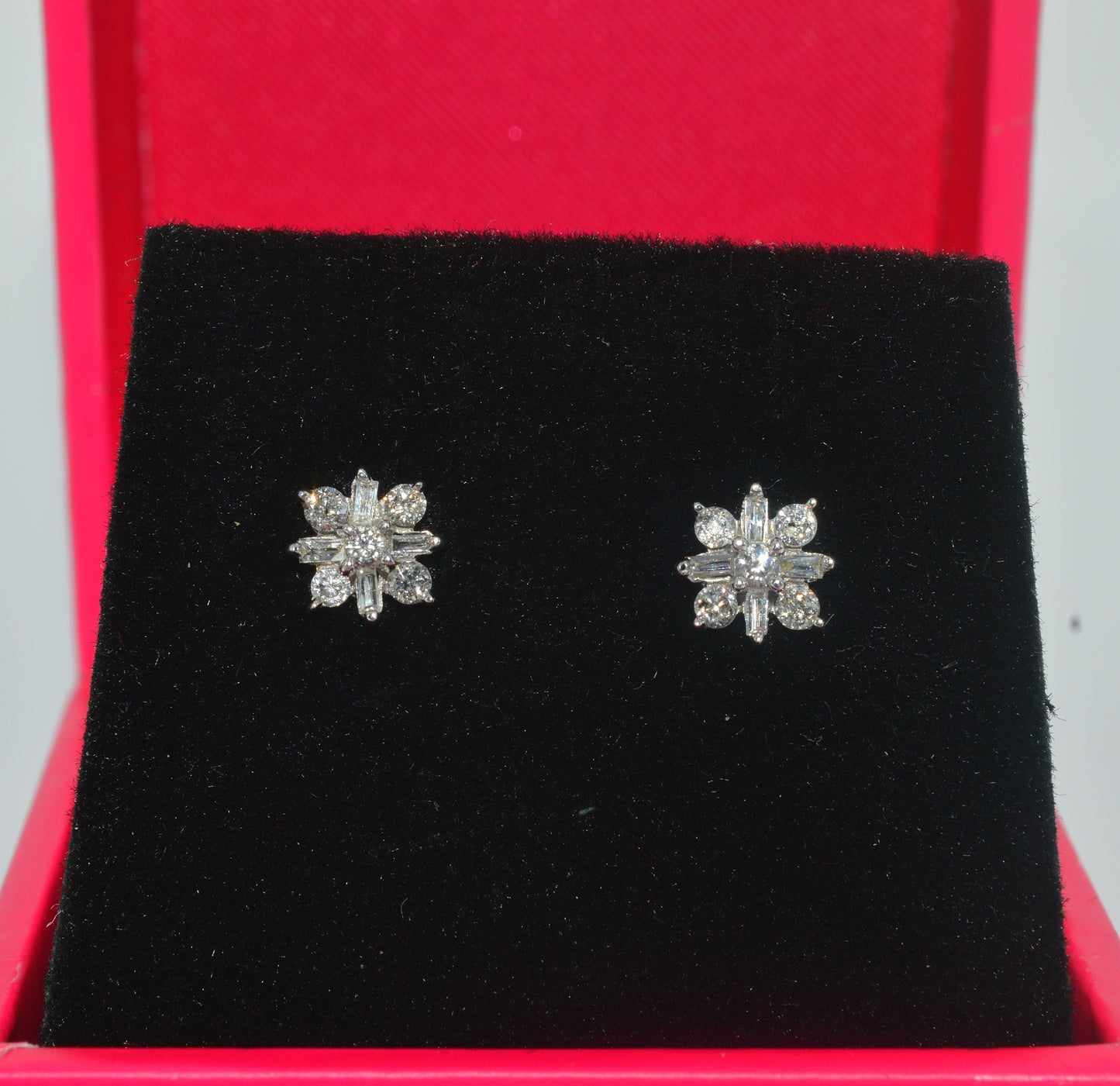 9ct White Gold - Diamond Snowflake Earrings front