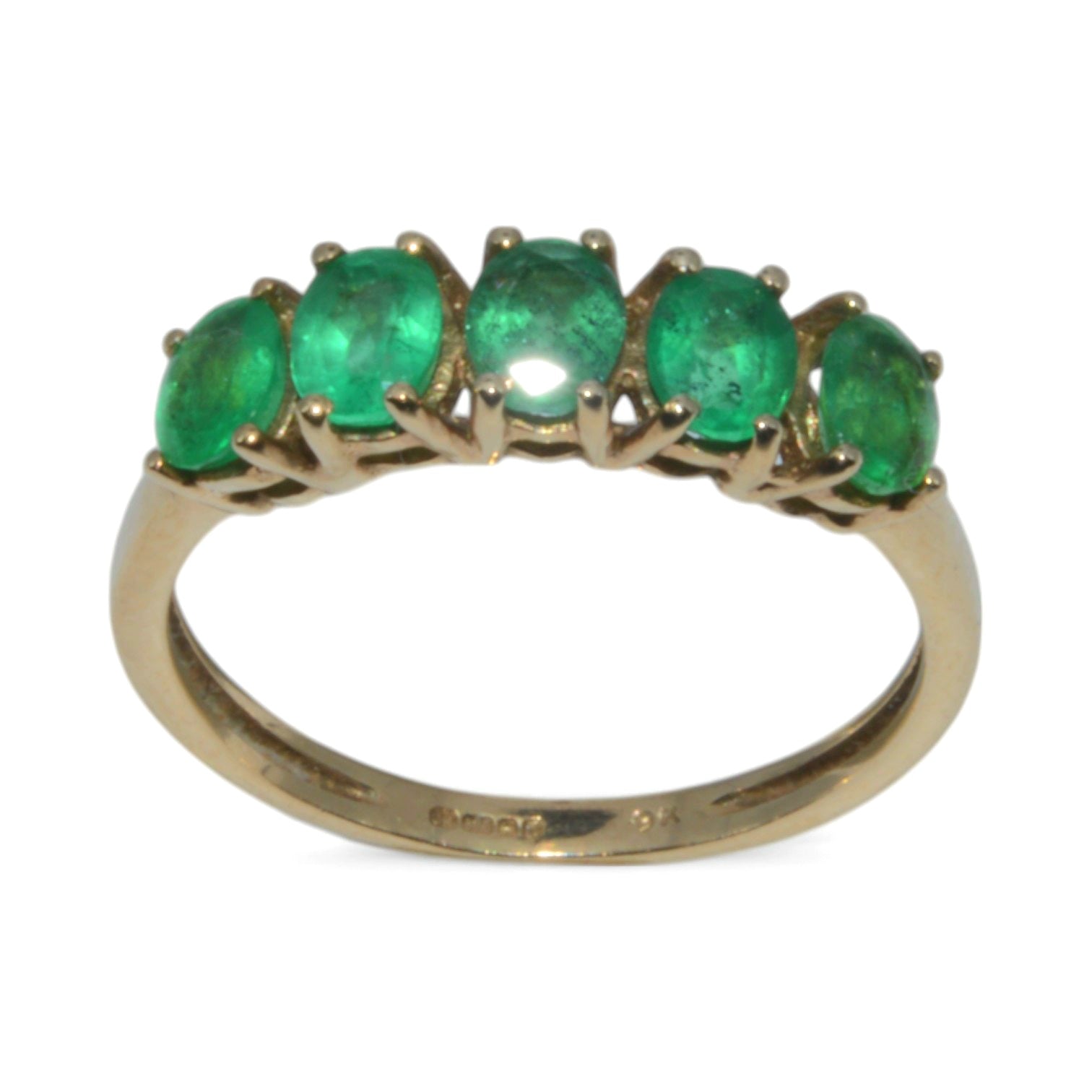 9ct Gold - Emerald 5 Stone Ring upright front