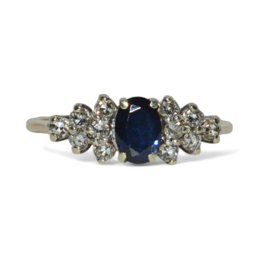 9ct Gold - Sapphire & Diamond Ring front