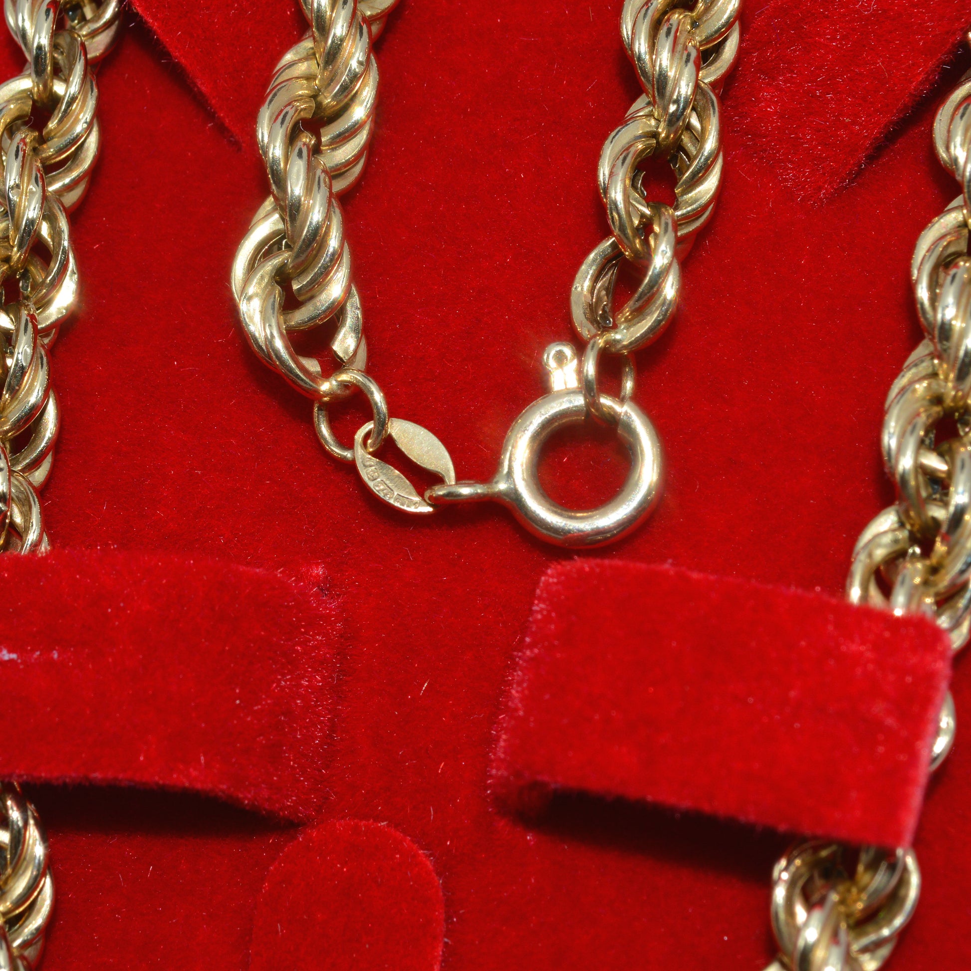 Vintage 1987 - 9ct Gold - Rope Chain clasp