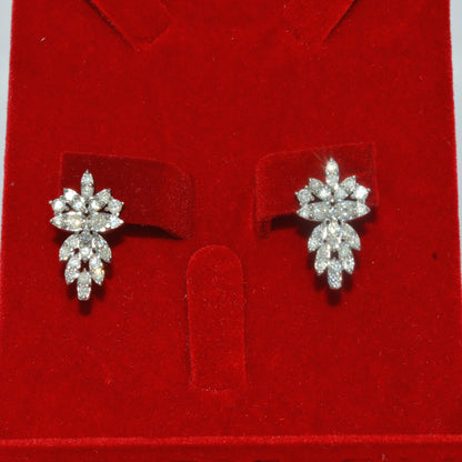 9ct White Gold - Diamond Earrings front far