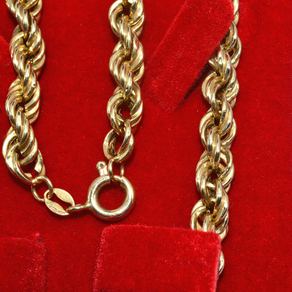 Vintage 1987 - 9ct Gold - Rope Chain side