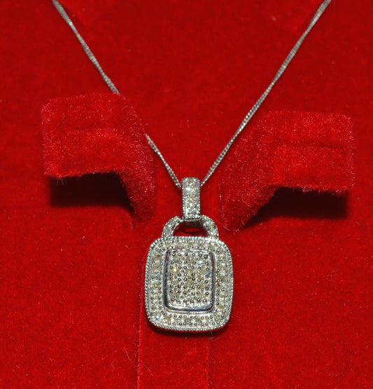 9ct White Gold - Diamond Fancy Necklace front close