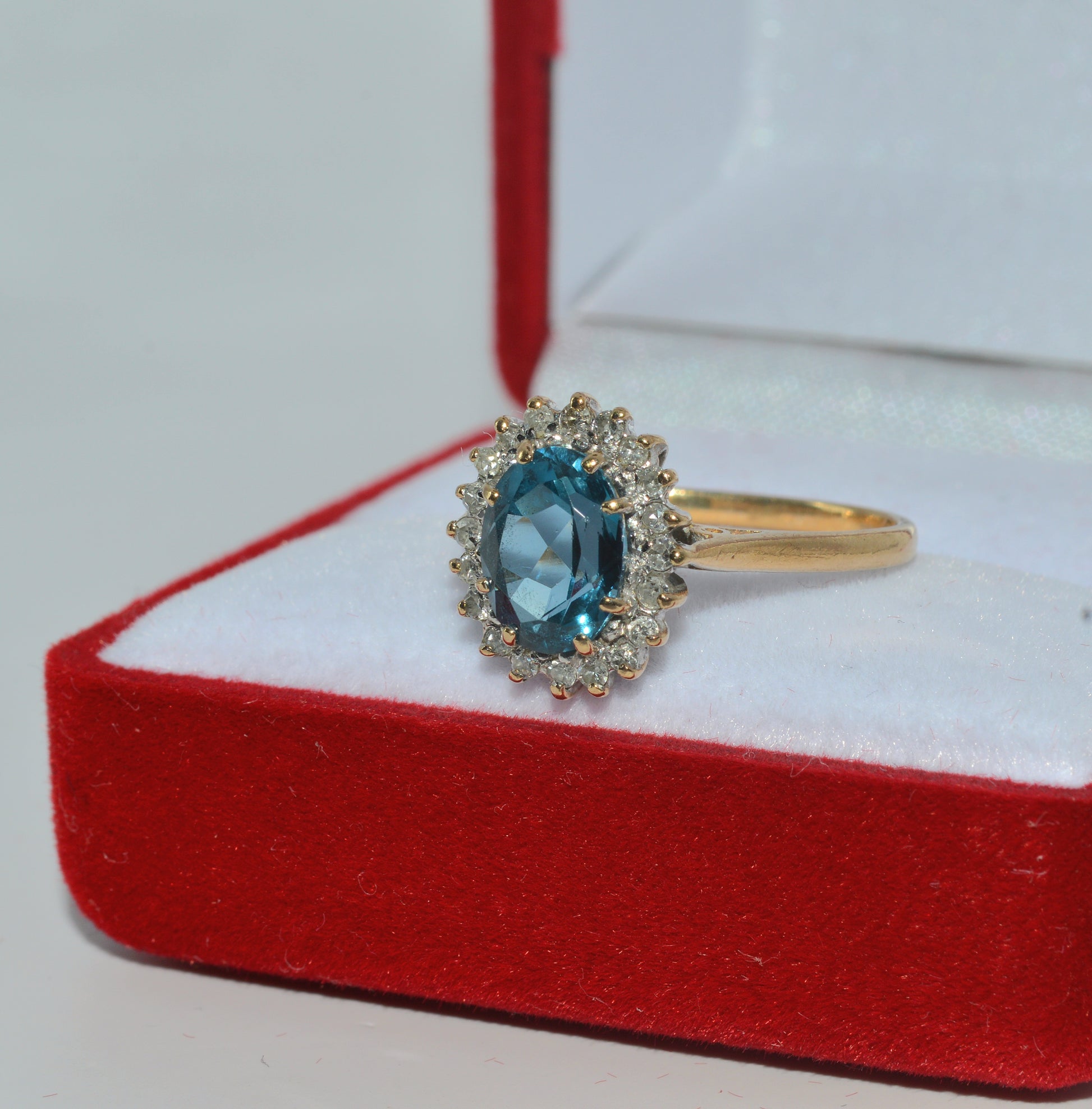 9ct Gold - Topaz & Diamond Cluster Ring left