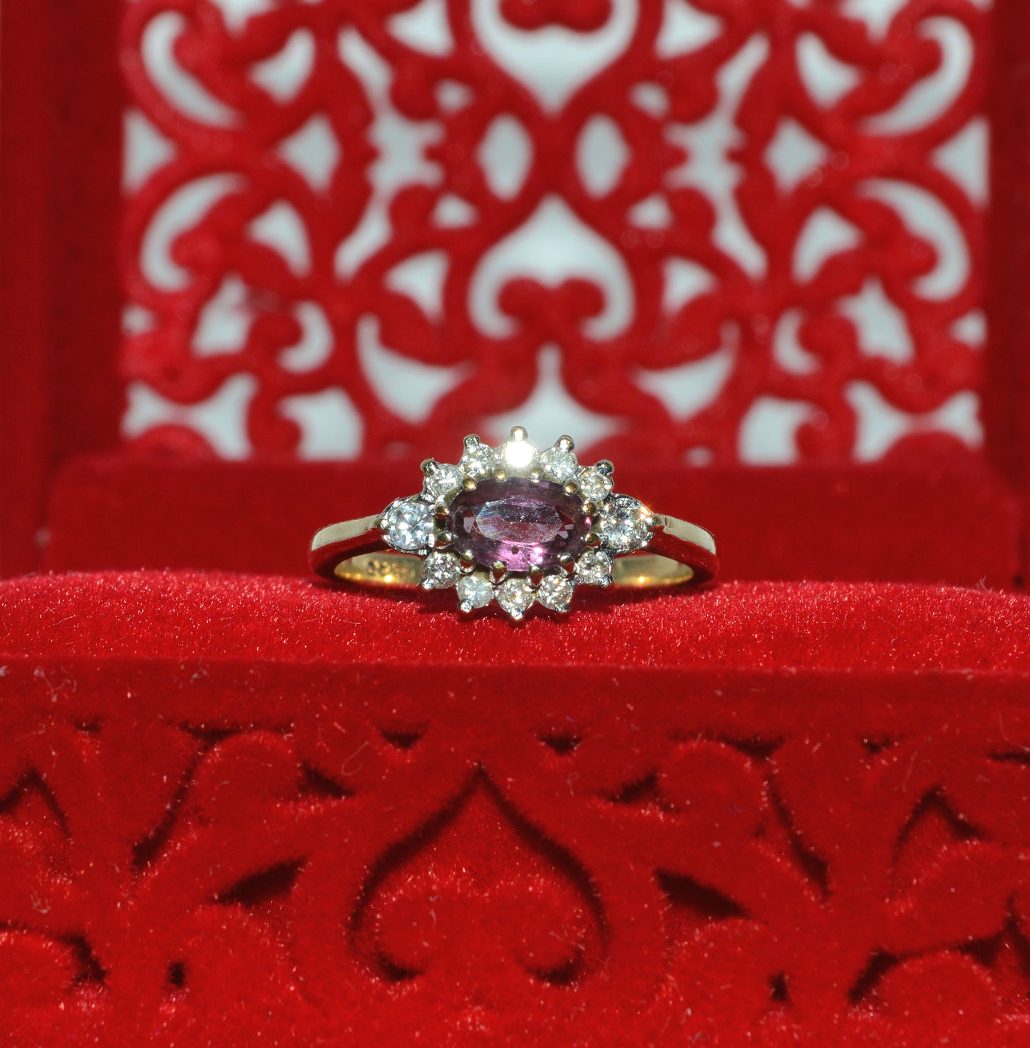 9ct Gold - Ruby & Diamond - East - West Ring front