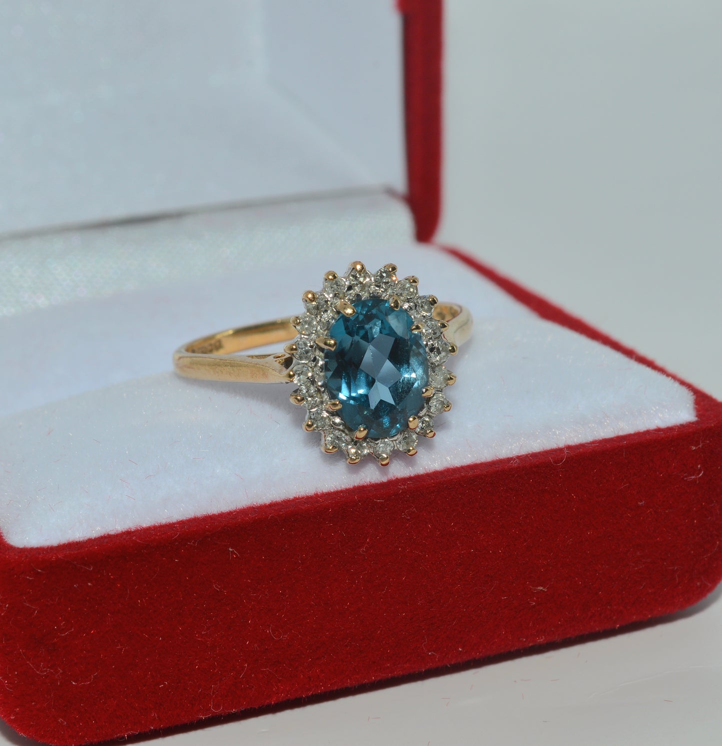 9ct Gold - Topaz & Diamond Cluster Ring right