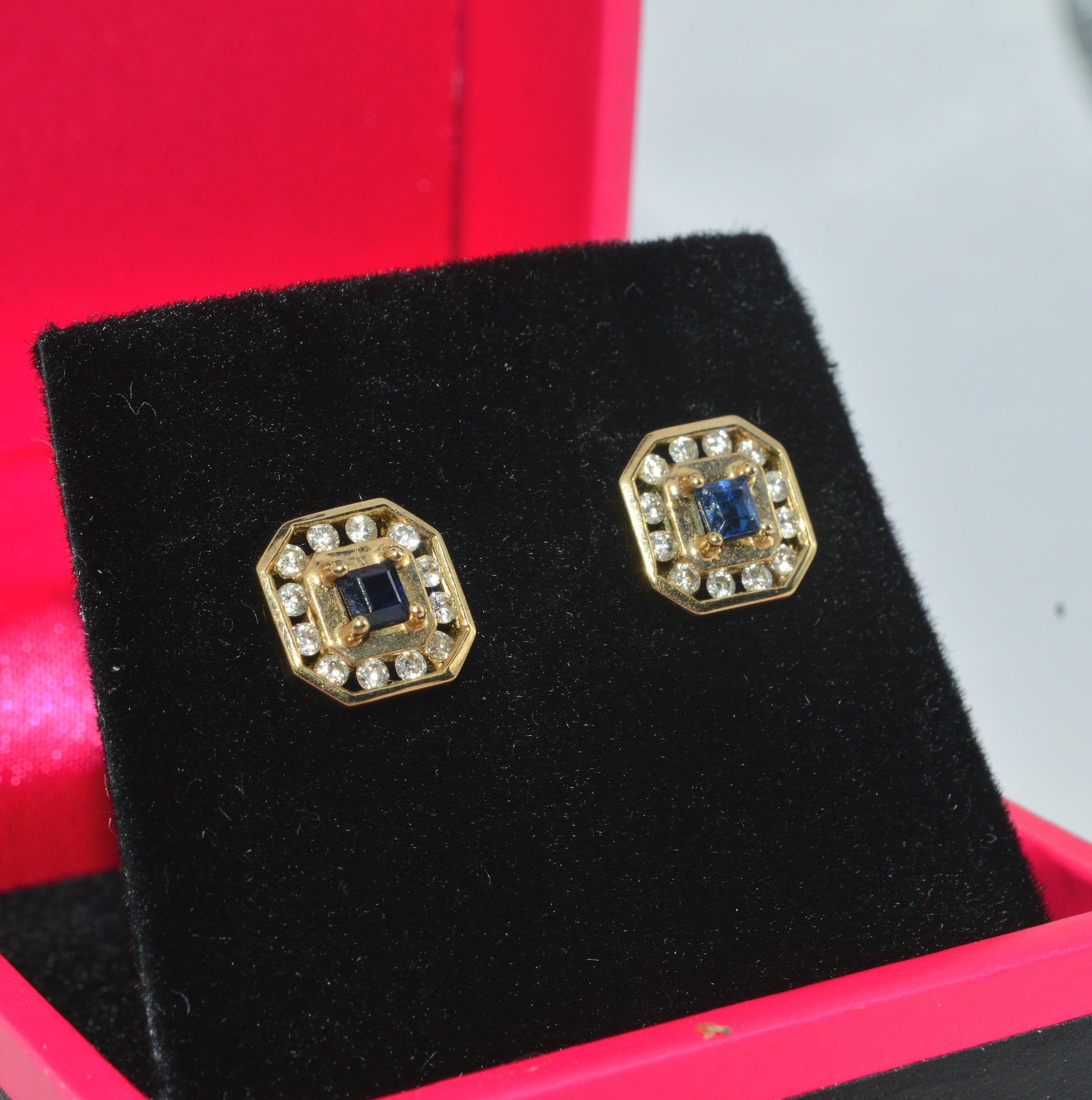 9ct Gold - Sapphire & Diamond Stud Earrings right