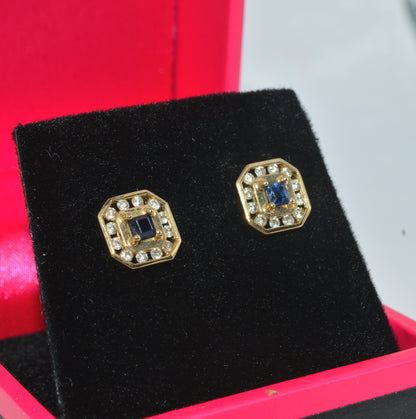 9ct Gold - Sapphire & Diamond Stud Earrings right