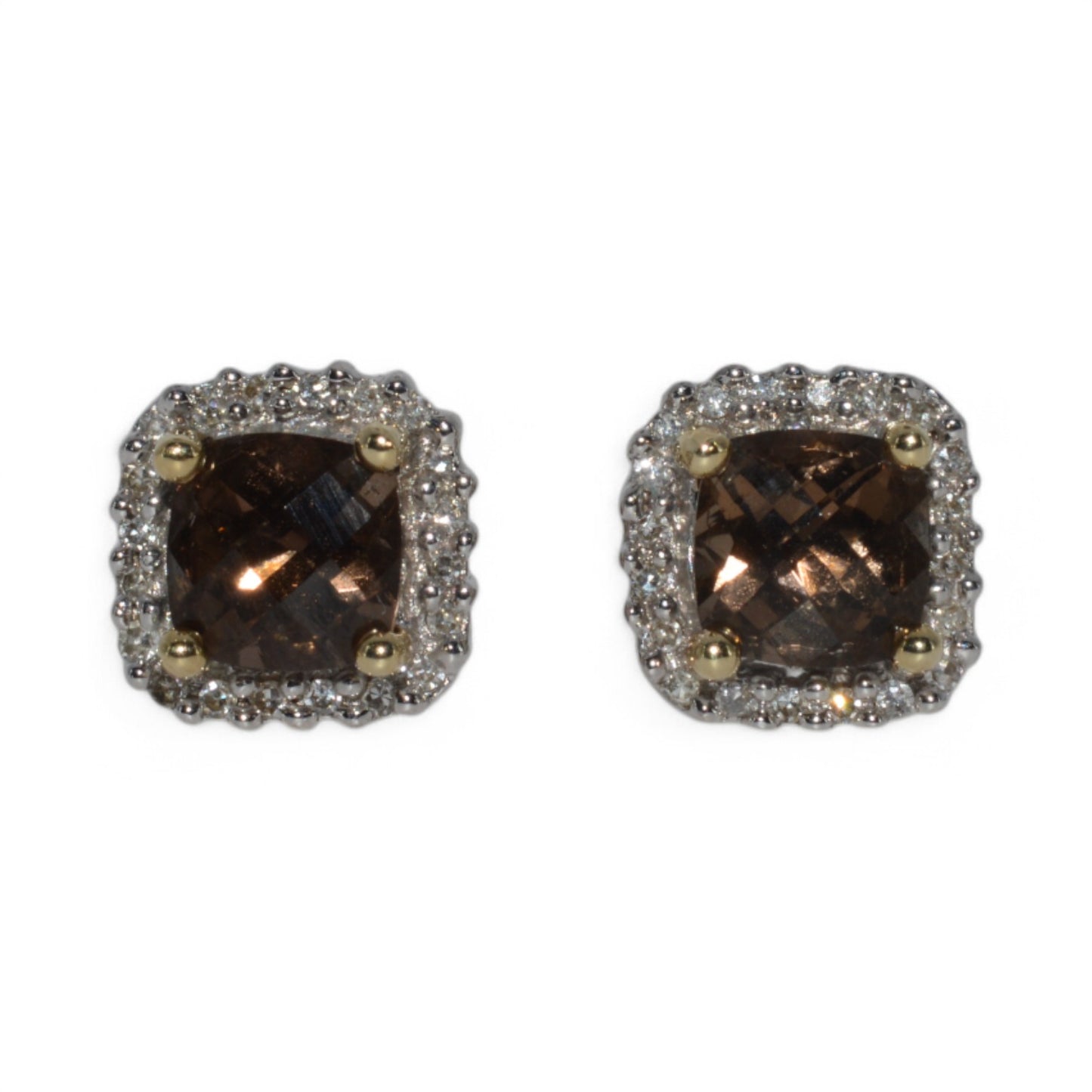 9ct Gold - Citrine & Diamond Cluster Earrings full front