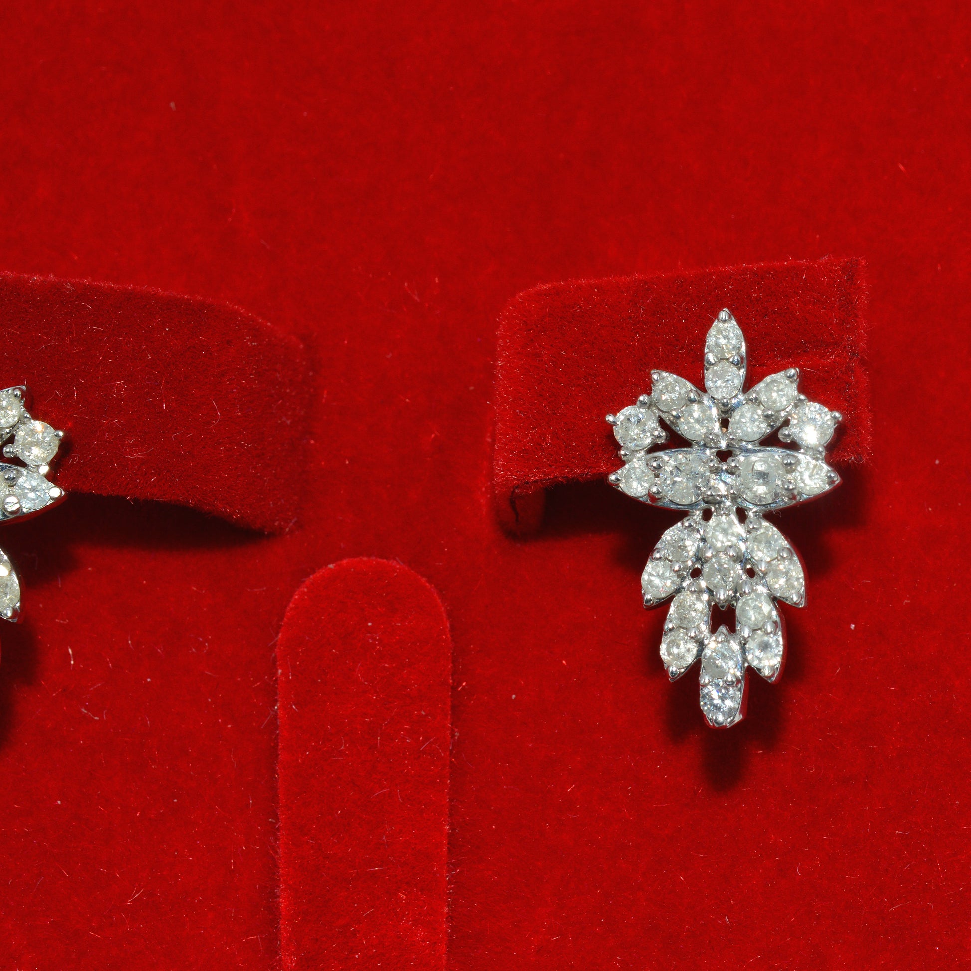 9ct White Gold - Diamond Earrings right close