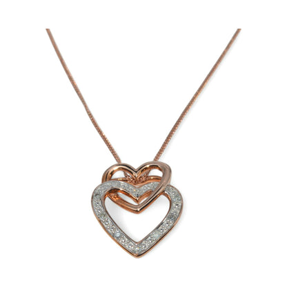 9ct Rose Gold - Diamond Heart Necklace front