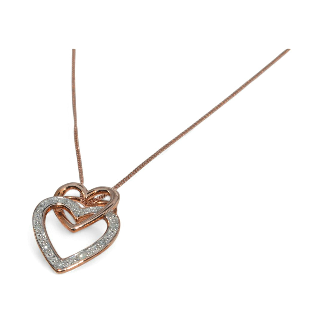 9ct Rose Gold - Diamond Heart Necklace left