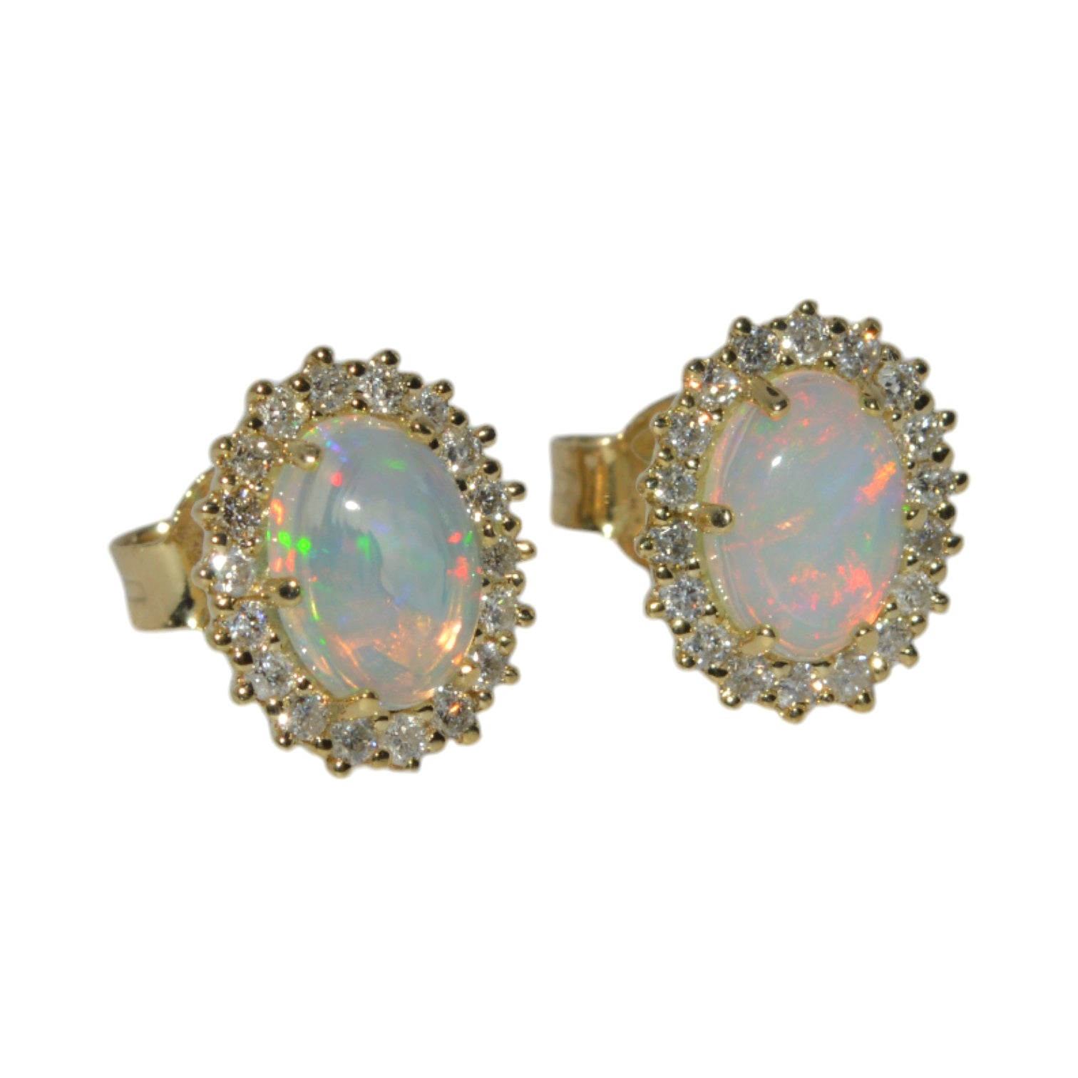 9ct Gold - Ethiopian Opal & Diamond Cluster Earrings right