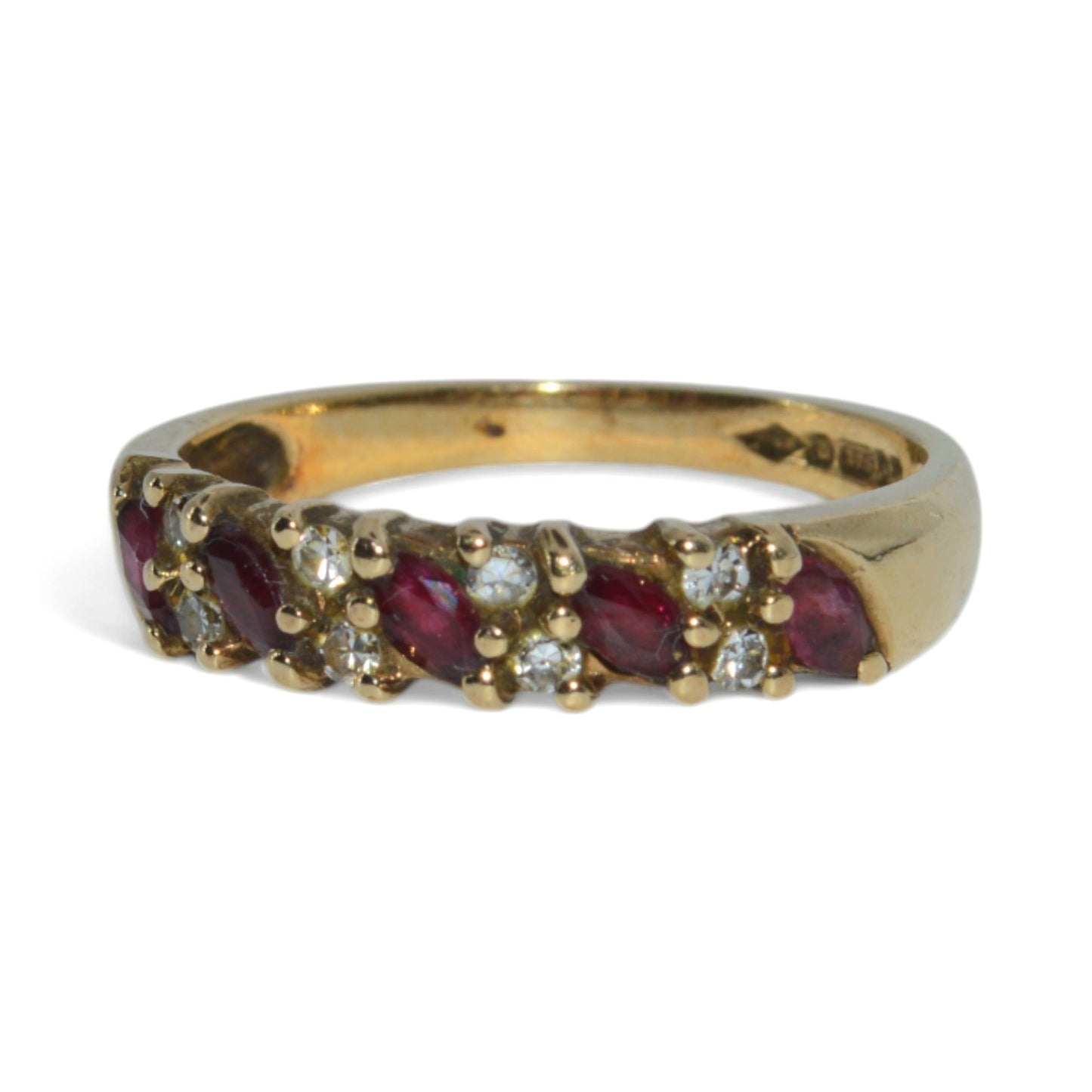 9ct Gold - Ruby & Diamond Half Eternity Ring left