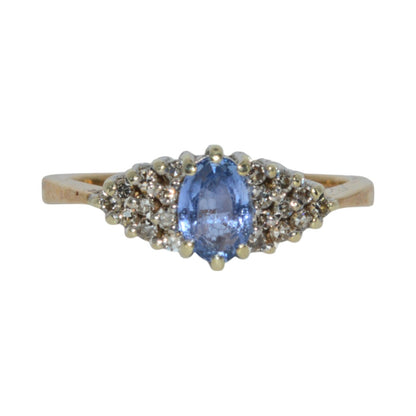 9ct Gold - Sapphire & Diamond Ring front